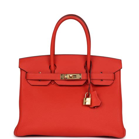 Hermes Birkin 30 Rouge Tomate Togo Gold Hardware 